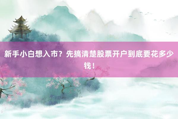 新手小白想入市？先搞清楚股票开户到底要花多少钱！