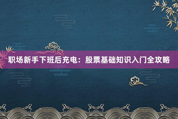 职场新手下班后充电：股票基础知识入门全攻略